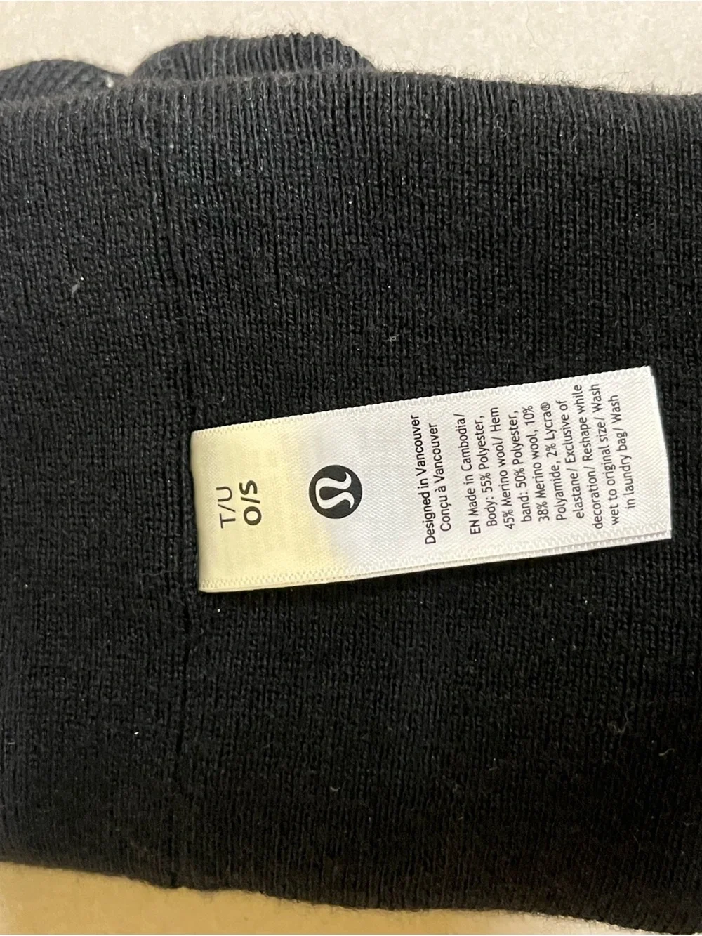 lululemon athletica Black Ribbed Beanie with Logo Tag